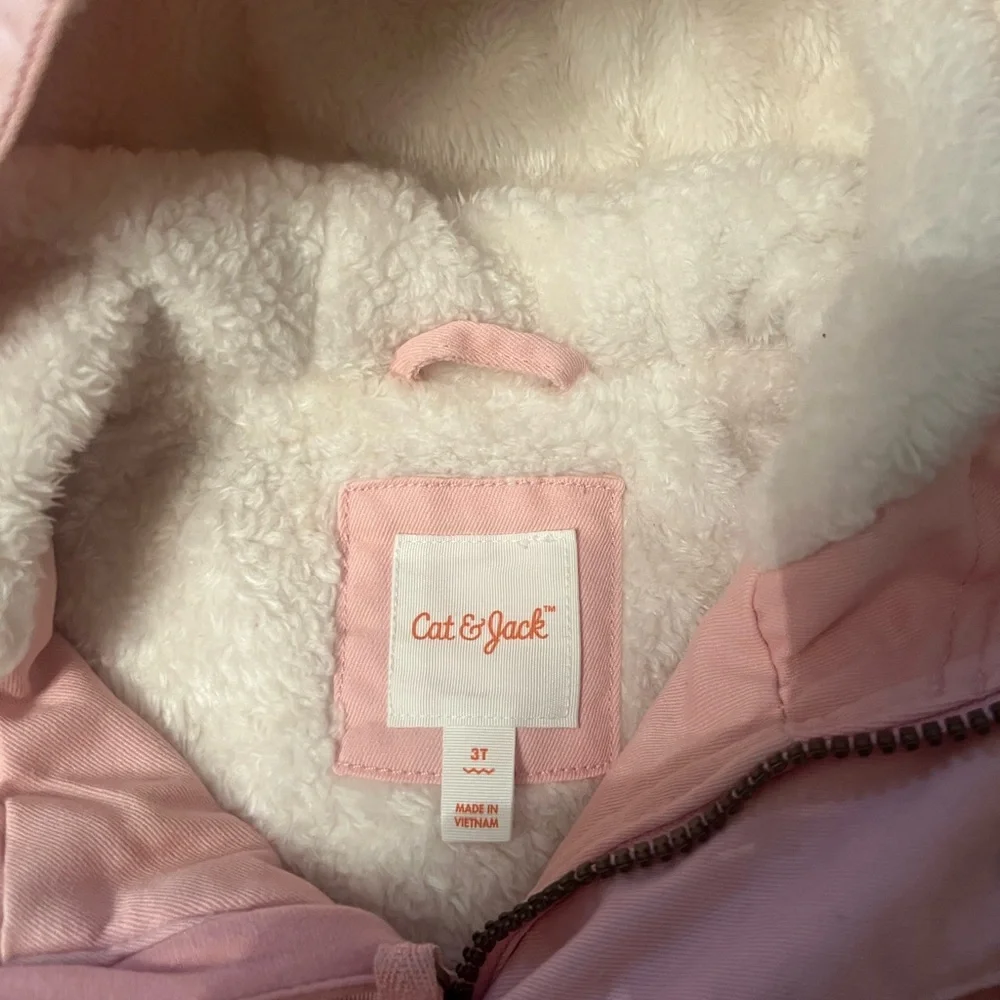 Pink Coat 2T Girls Faux Fur Lining Cat & Jack & Pink North-face Hat